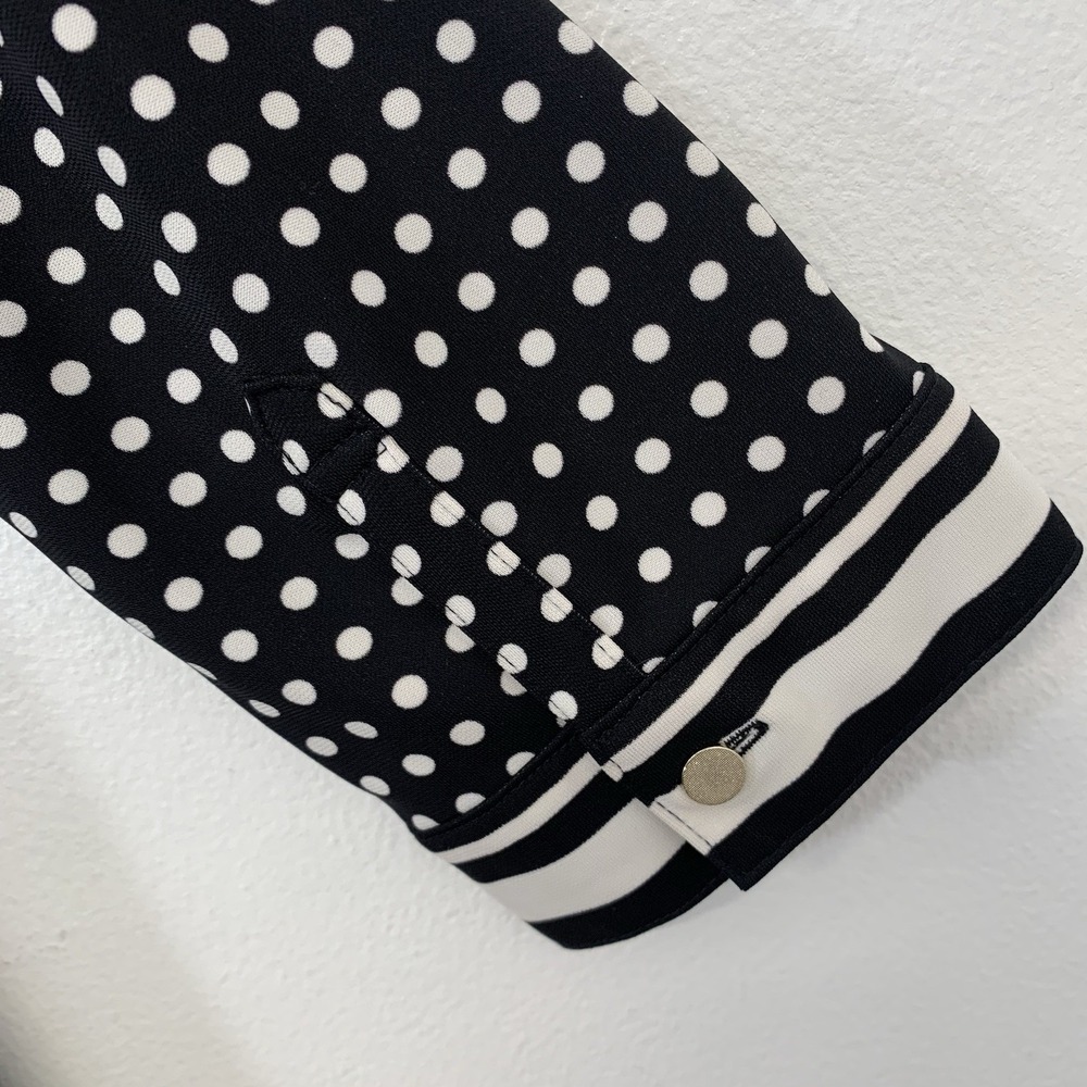 Talbots Black White Polka Dot Dress Shift MP Stretch Knit Knee Length 3/4 Sleeve - Picture 6 of 9